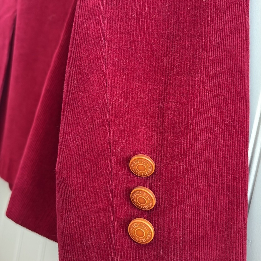 VTG Levi's Strauss & CO Burgundy Corduroy Suit Jacket Size 8-10 - Picture 5 of 7